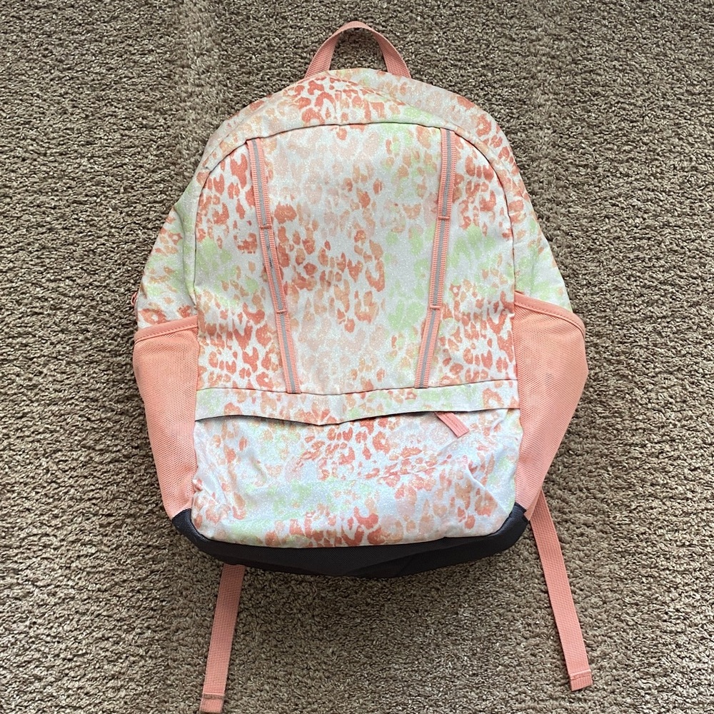 Lands' End Pink Animal Print Sparkling Backpack